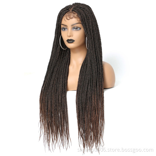 synthetic lace front wig 30inch length box braided wigs for black women